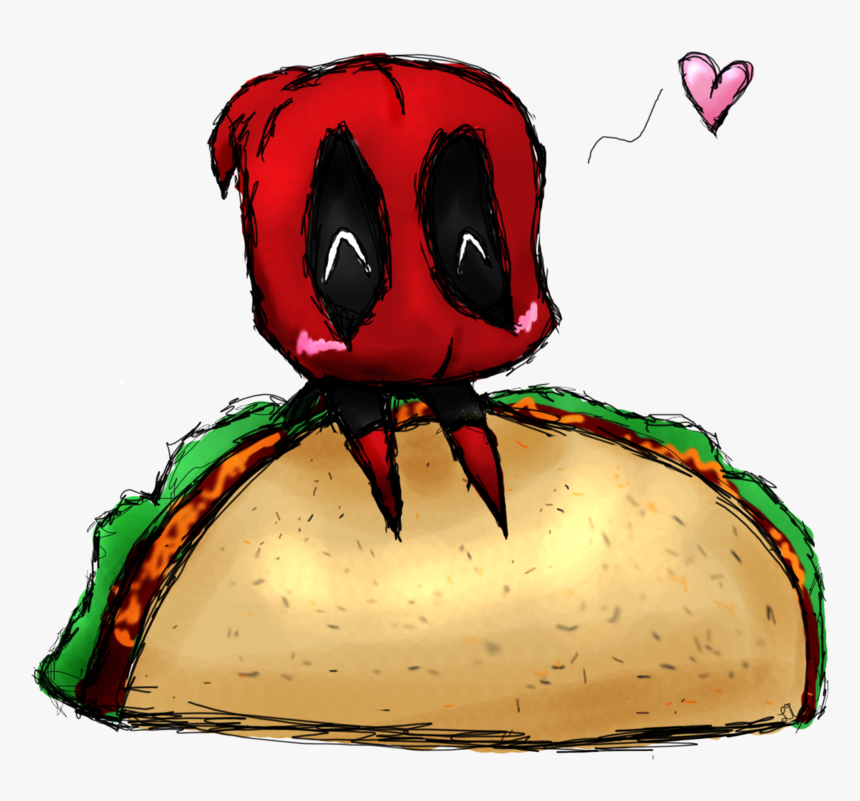 Taco Deadpool Sticker By - Dibujos De Tacos Kawaii, HD Png Download, Free Download
