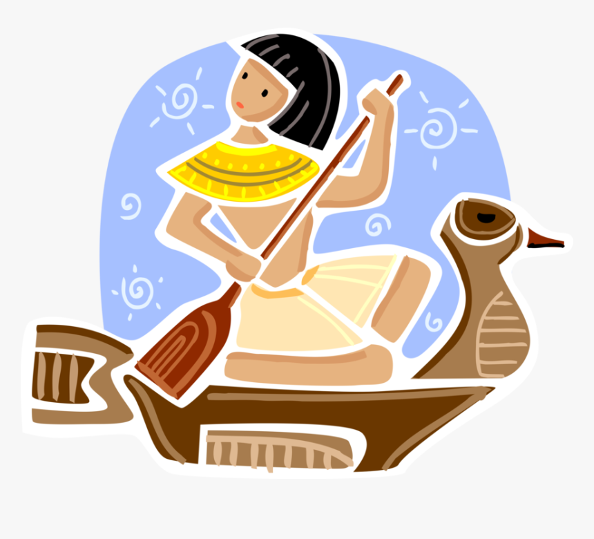 Vector Illustration Of Ancient Egyptian Boy Paddles - Illustration, HD Png Download, Free Download