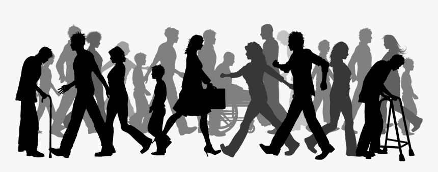 Walking Clip Art - People Crowd Silhouette Png, Transparent Png, Free Download