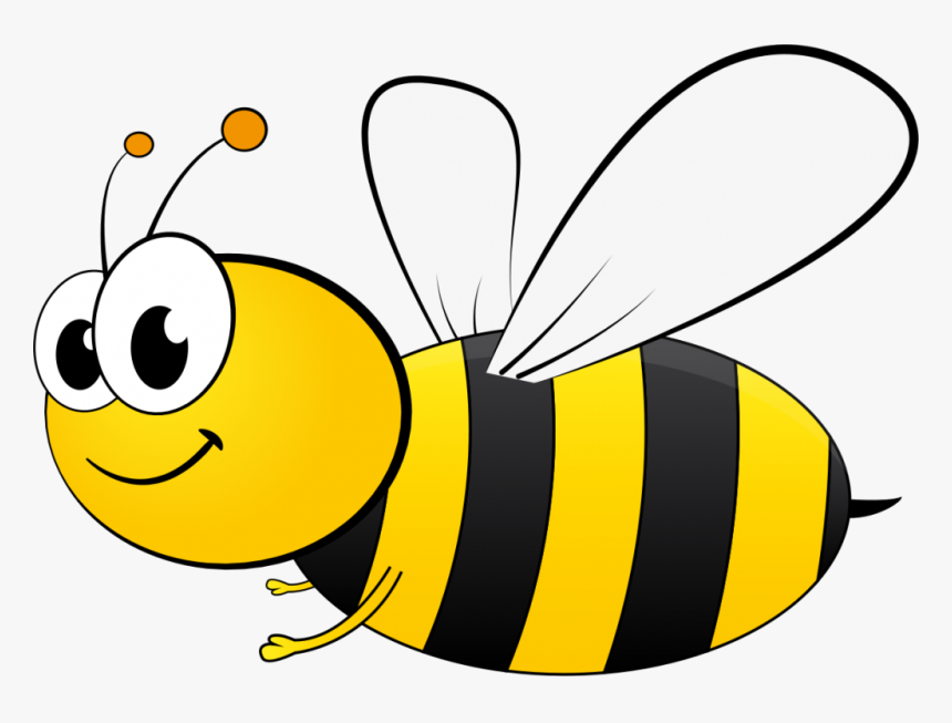 Drawing Of A Smiling Bee - Cartoon Transparent Background Bee, HD Png Download, Free Download