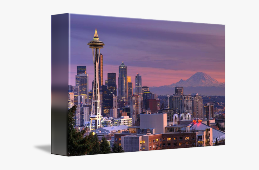 Space Needle Mount Rainier Skyline Sunrise City - Seattle, HD Png Download, Free Download