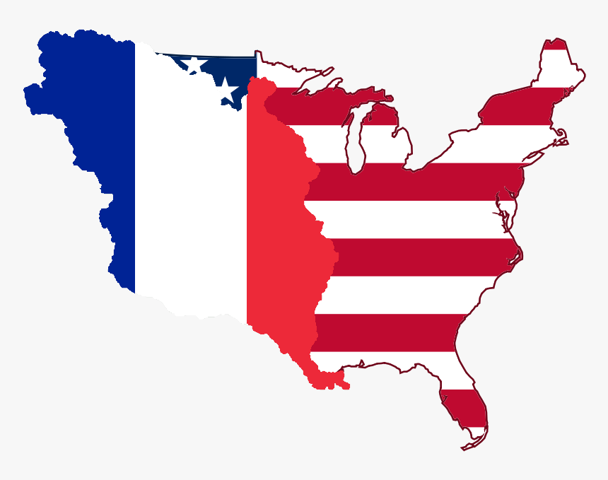 Flag Map Of America And French Louisiana - Louisiana Purchase Flag Map, HD Png Download, Free Download