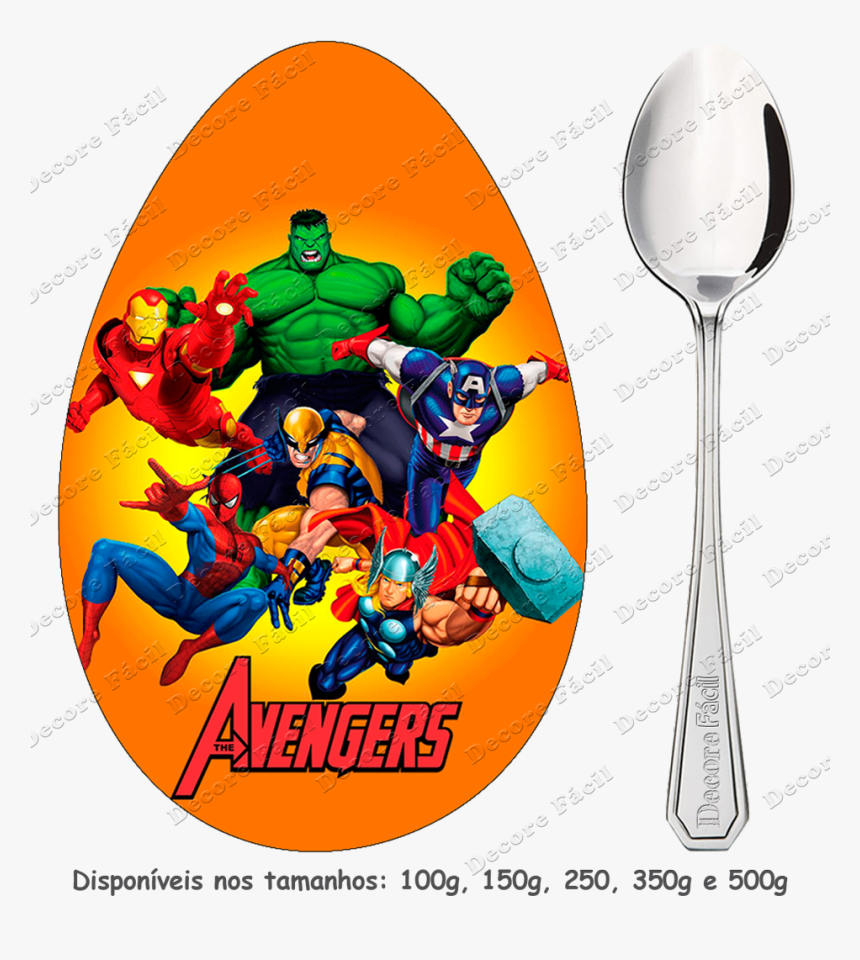 Papel De Arroz Dos Vingadores Para Ovo De Colher"

 - Adesivo Redondo Super Herois, HD Png Download, Free Download