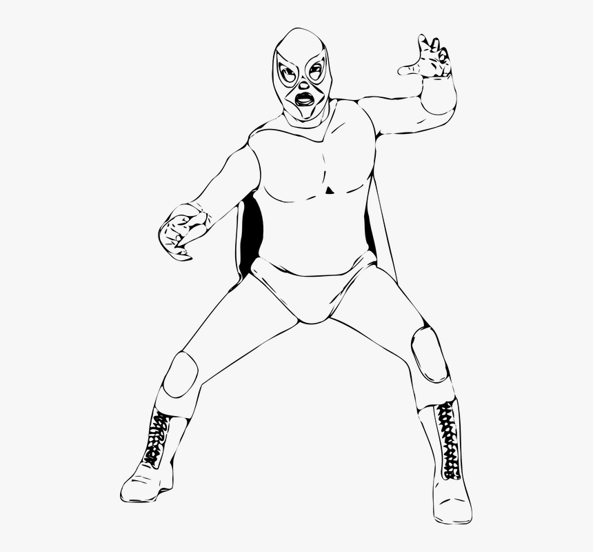 Luchador, Enmascarados, Caza, Hero, Traje, Ataque - Wrestler Drawing, HD Png Download, Free Download