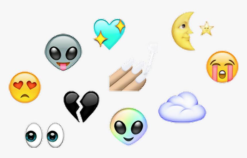 Ojos Happy Alien Arcoiris Luna Amor Corazon - Emojis Png, Transparent Png, Free Download