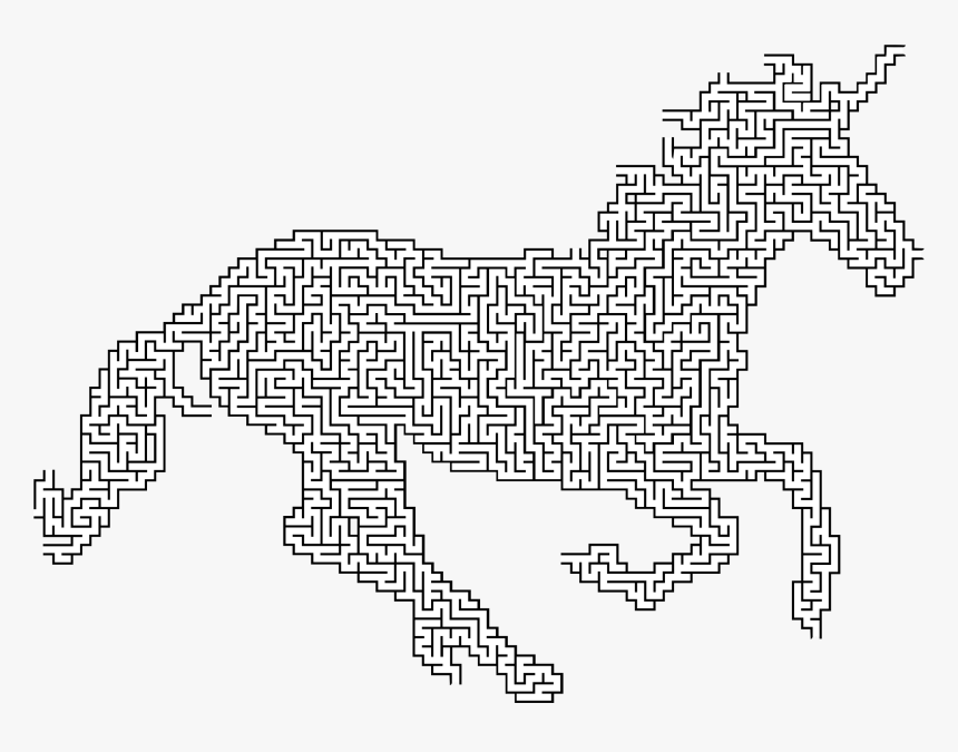 Magical Unicorn Silhouette No Stars Maze Clip Arts - Unicorn Mazes, HD Png Download, Free Download