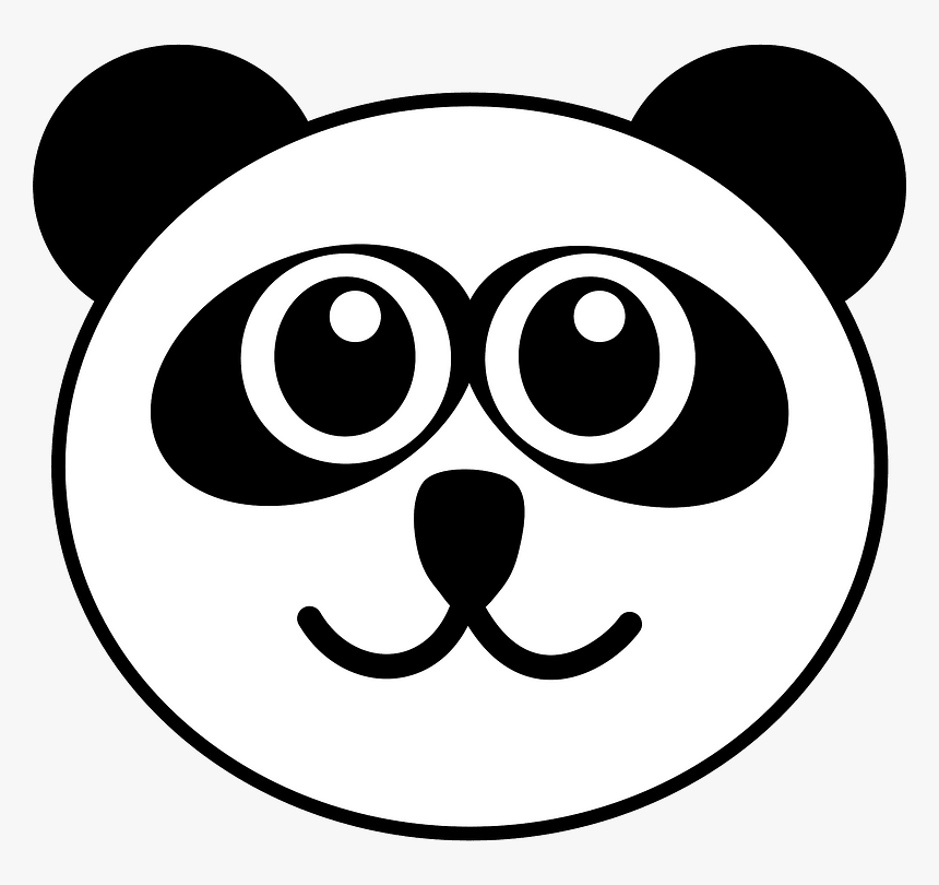 Cute Panda Face Clipart - Panda Face Clipart Black And White, HD Png Download, Free Download