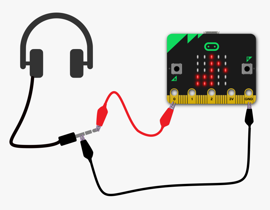 Headphone Plug Tip Connected To Micro - Bbc Microbit, HD Png Download, Free Download