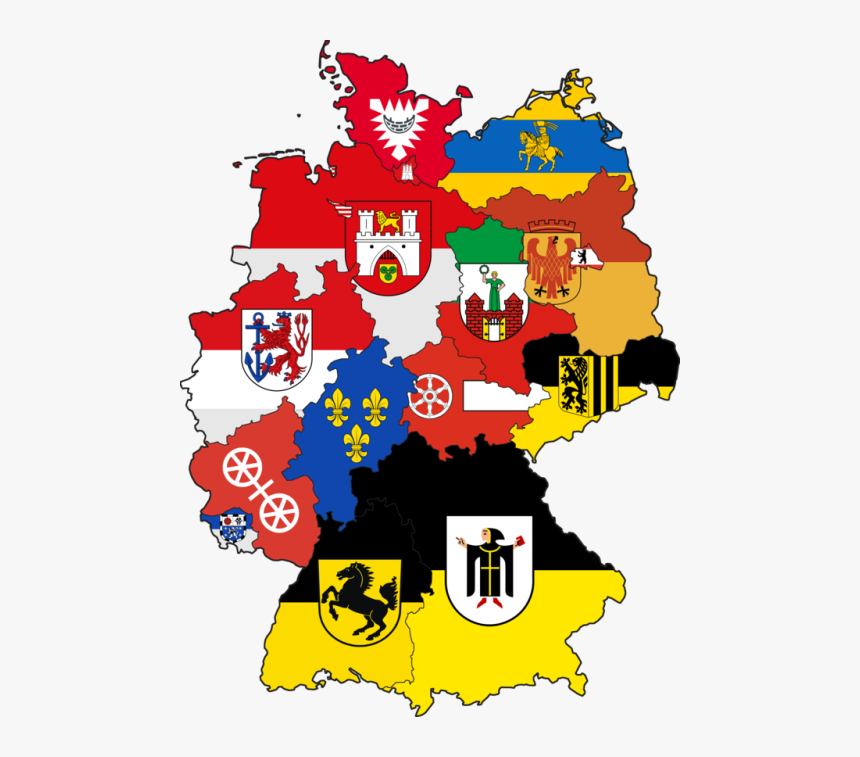 Transparent Saxon Peasant Clipart - Germany Map And Flag With Sates, HD Png Download, Free Download