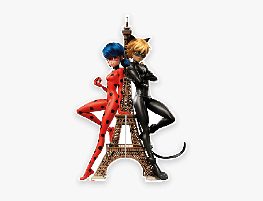 Painel Sublimado Lady Bug Cat Noir Paris Torre Eiffel