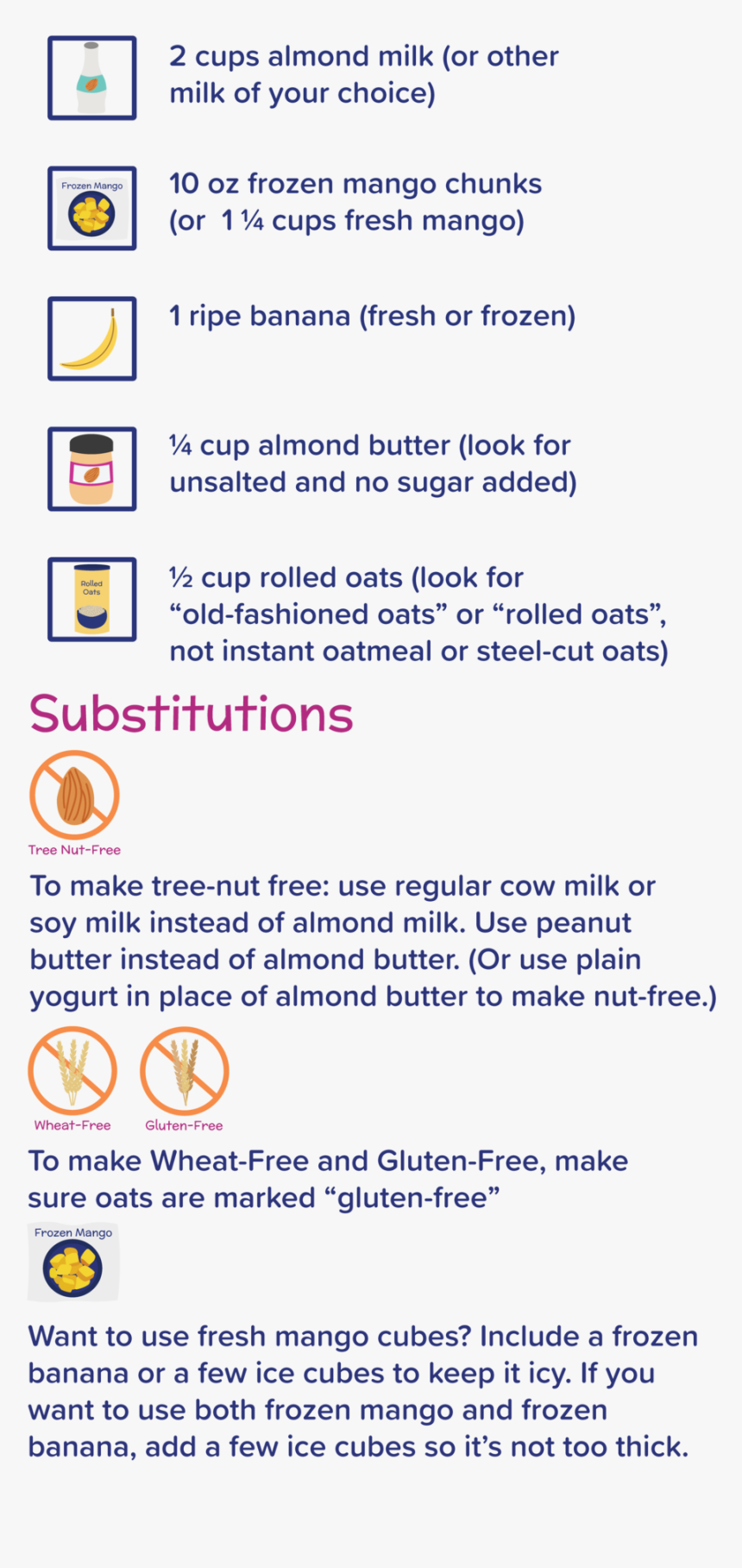 Nomster Chef Mango Almond Oat Smoothie Grocery List-03, HD Png Download, Free Download