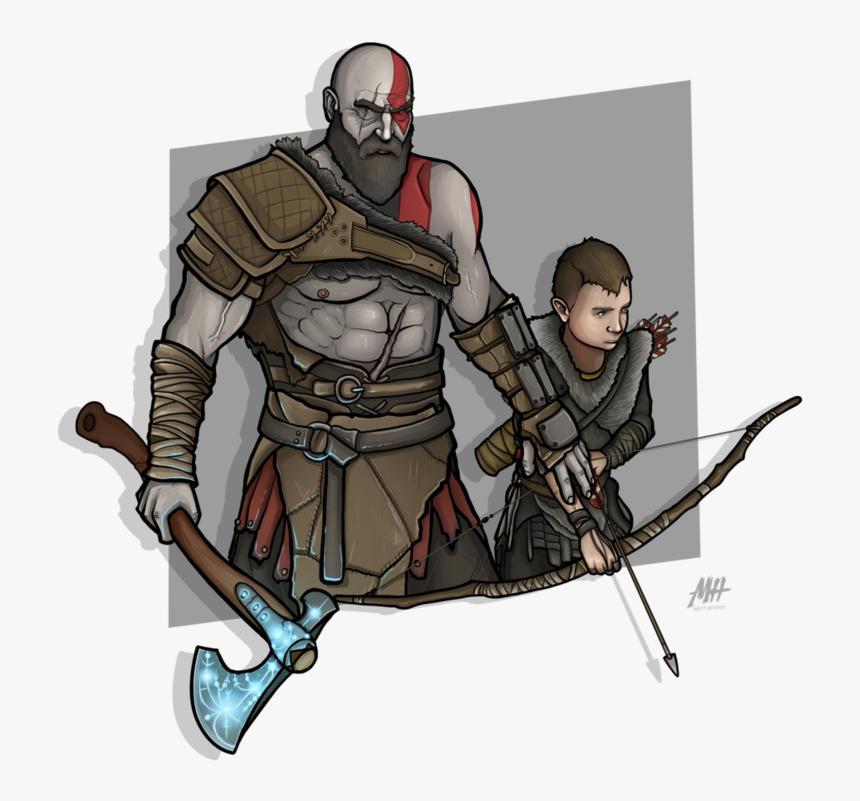 And Atreus God Of - God Of War Drawing, HD Png Download, Free Download