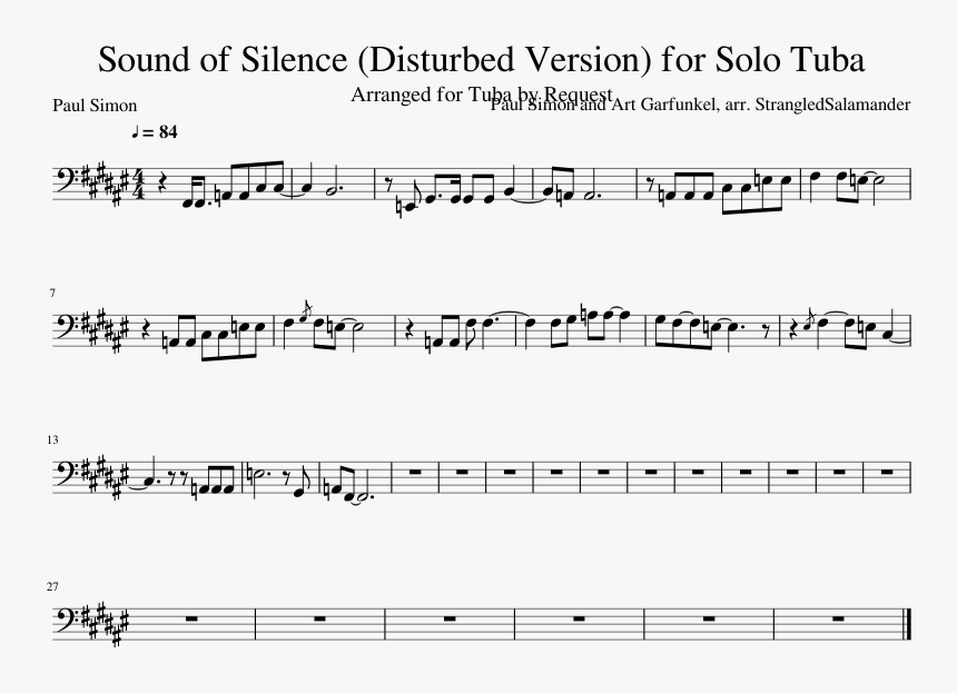 Disturbed Png - Piano Solo Sound Of Silence Piano Sheet Music, Png - kindpng