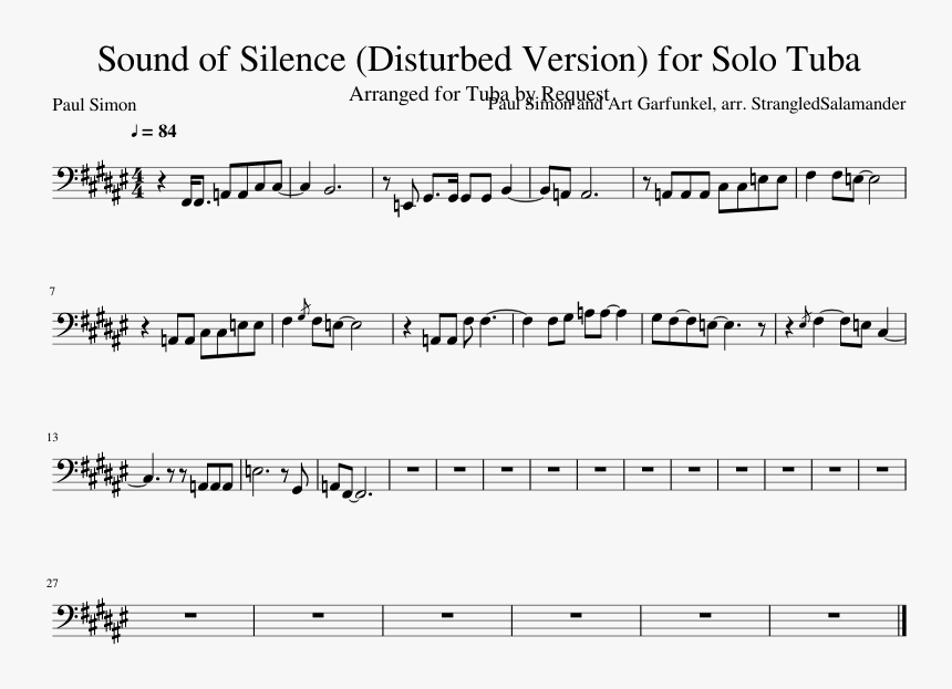 Transparent Disturbed Png - Piano Solo Sound Of Silence Disturbed Piano Sheet Music, Png Download, Free Download