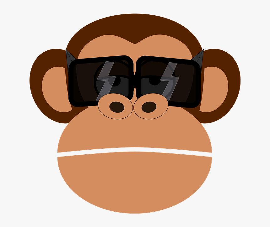 Monkey Face In Glasses Clipart - Chimpanzee Clip Art, HD Png Download, Free Download