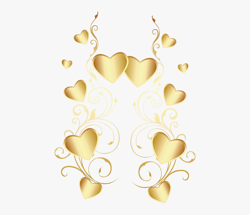 Heart Shaped Gold Heart Pattern Png - Heart, Transparent Png, Free Download