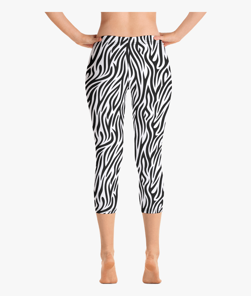 Black And White Tiger Stripes Capri Leggings - Purple And Green Leggings, HD Png Download, Free Download