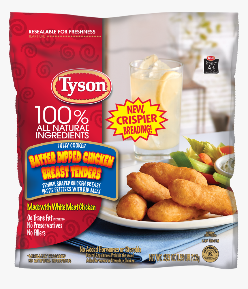 Tyson 100 Natural Batter Dipped Chicken Breast Tenders, HD Png Download, Free Download