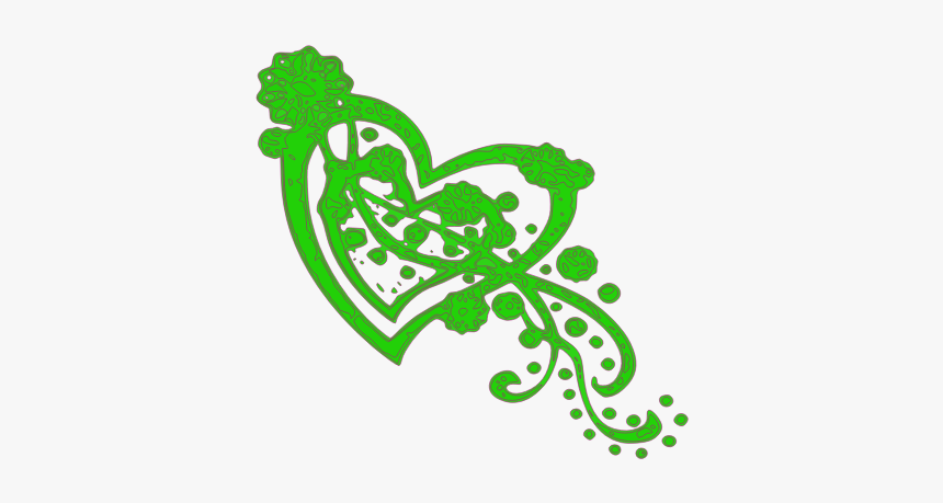 Green Decoration With Heart In The Middle - Design S Symbol Love, HD Png Download, Free Download