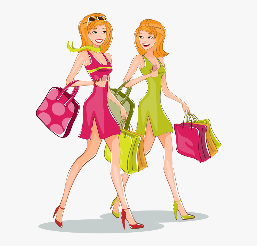 Shopping Clip Art - Woman Shopping Cartoon Png, Transparent Png, Free Download