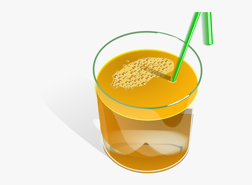 Vector Drawing Of Juice In A Glass With Green Straw - Glass Of Juice, HD Png Download, Free Download