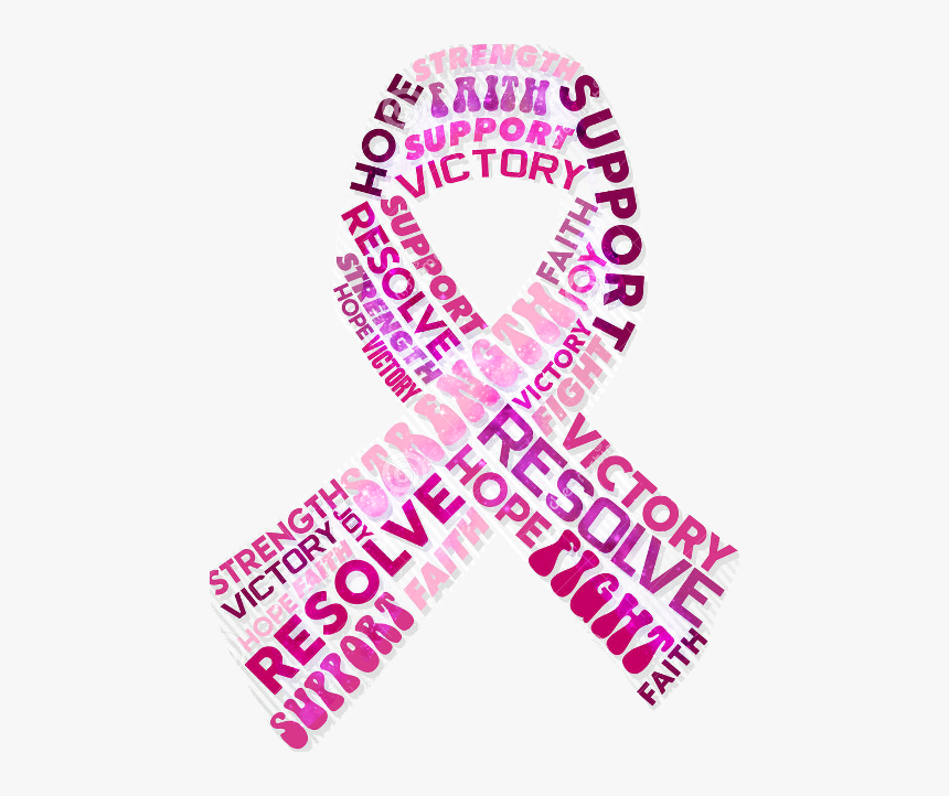 Breast Cancer Ribbon With Words, HD Png Download, Free Download