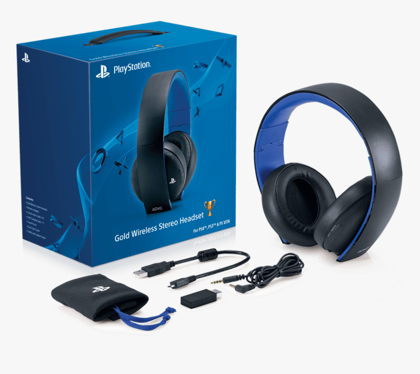 Headset Gold Wireless Stereo Ps4 Ps3 , Png Download - Ps4 Wireless Headset, Transparent Png, Free Download