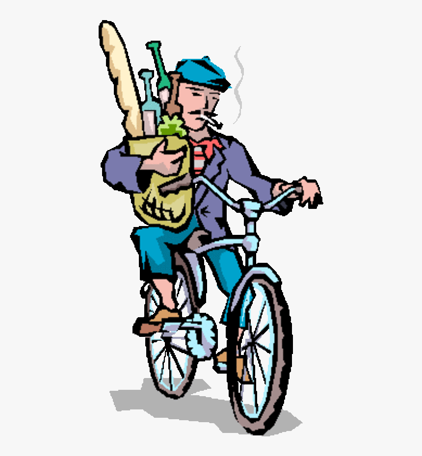 Beret And Baguette Clipart , Png Download - French Man On Bike Gif, Transparent Png, Free Download
