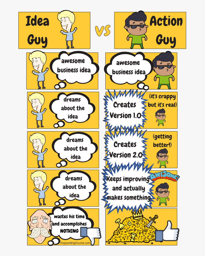 Idea Guy Vs Action Guy - Cartoon, HD Png Download, Free Download