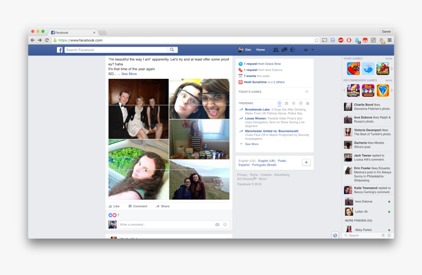 Macbook Facebook Screenshot, HD Png Download, Free Download
