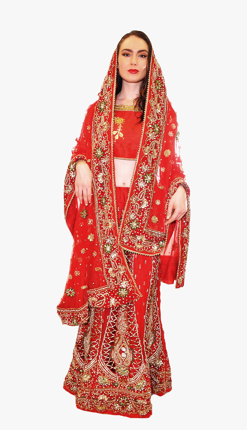Red Bridal Lehenga Png Photo Background - Costume, Transparent Png, Free Download