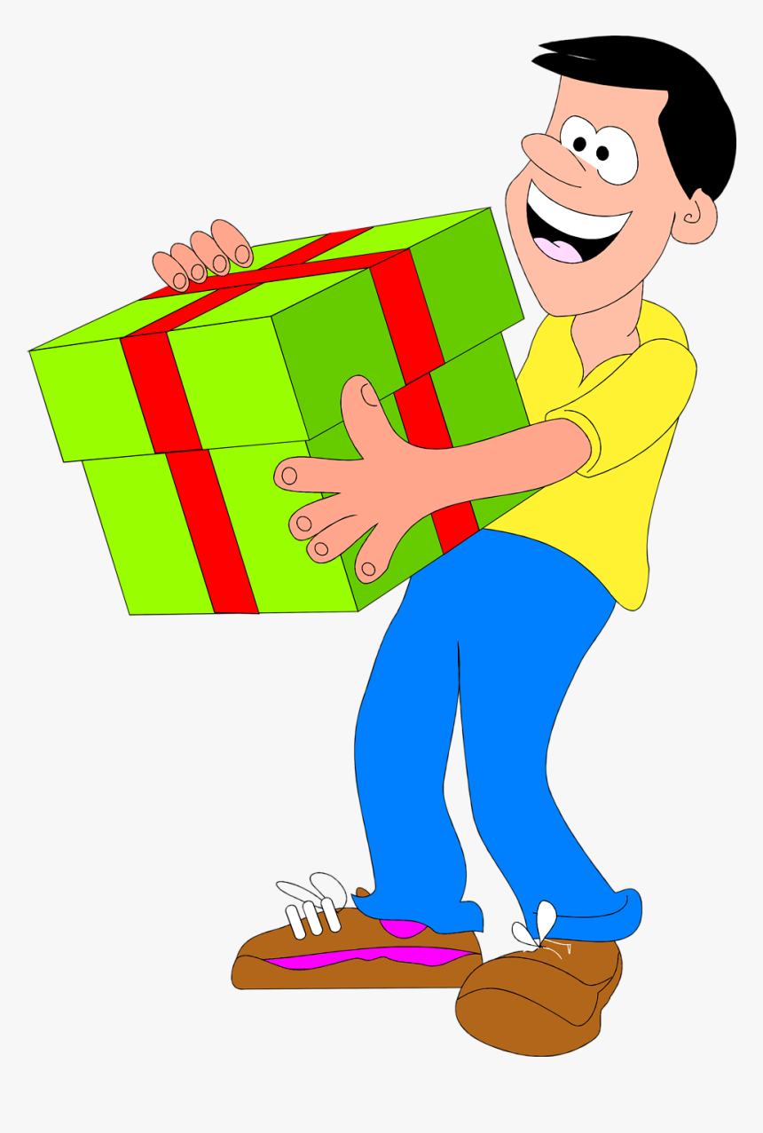 Free Stock Photo - Man With Present Cartoon, HD Png Download, Free Download