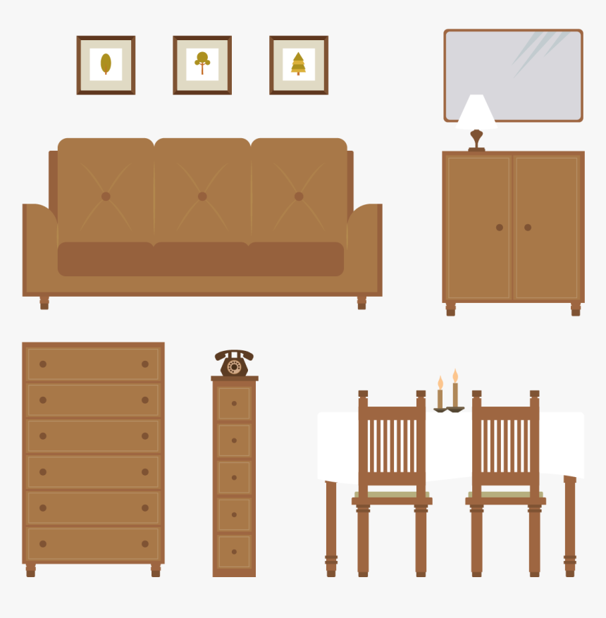 Living Room Clipart Wood Furniture - Furniture, HD Png Download, Free Download