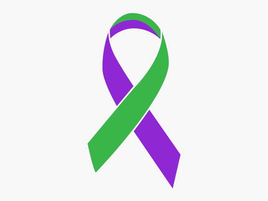 Green And Purple Colored Anal Cancer Ribbon - Thyroid Cancer Ribbon Png, Transparent Png, Free Download