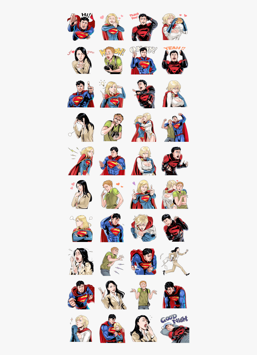 Superman Line Sticker Gif & Png Pack - Power Girl Jimmy Olsen, Transparent Png, Free Download