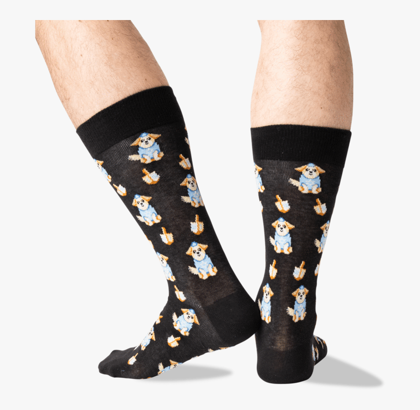 Men"s Dreidel Dog Crew Socks In Black Front"
 Class="slick - Leg, HD Png Download, Free Download