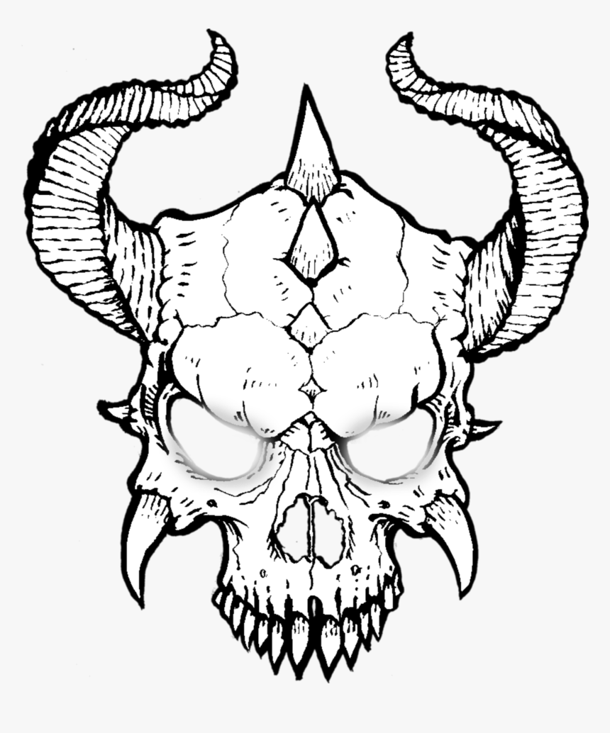 #skull #skulls #devil #demon #mask #evil - Draw A Devil Horn, HD Png Downlo...