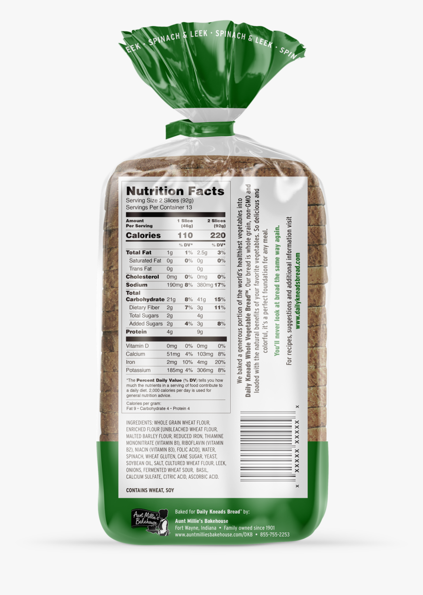 Spinach & Leek Sliced Bread - Rice Cake, HD Png Download, Free Download