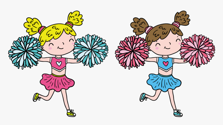 Picture Stock Cartoon Cheerleader Illustration Hand - Cheerleaders Cartoon Cute, HD Png Download, Free Download