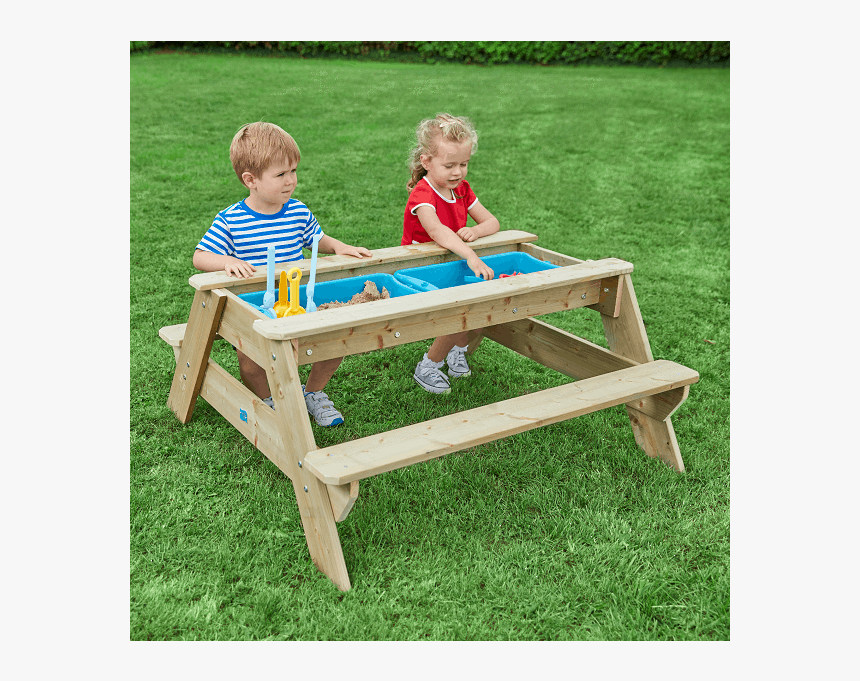 wooden picnic table sandpit
