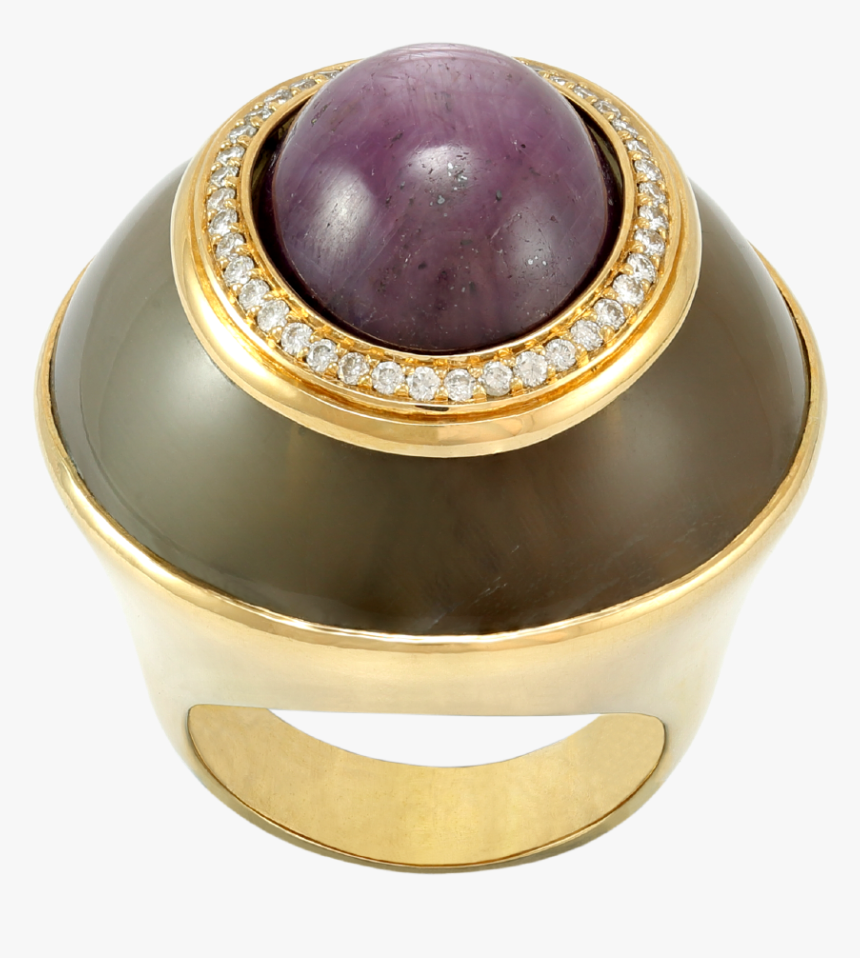 18kt Gold Ring With Rubi Stone And Little Diamonds - Amethyst, HD Png Download, Free Download