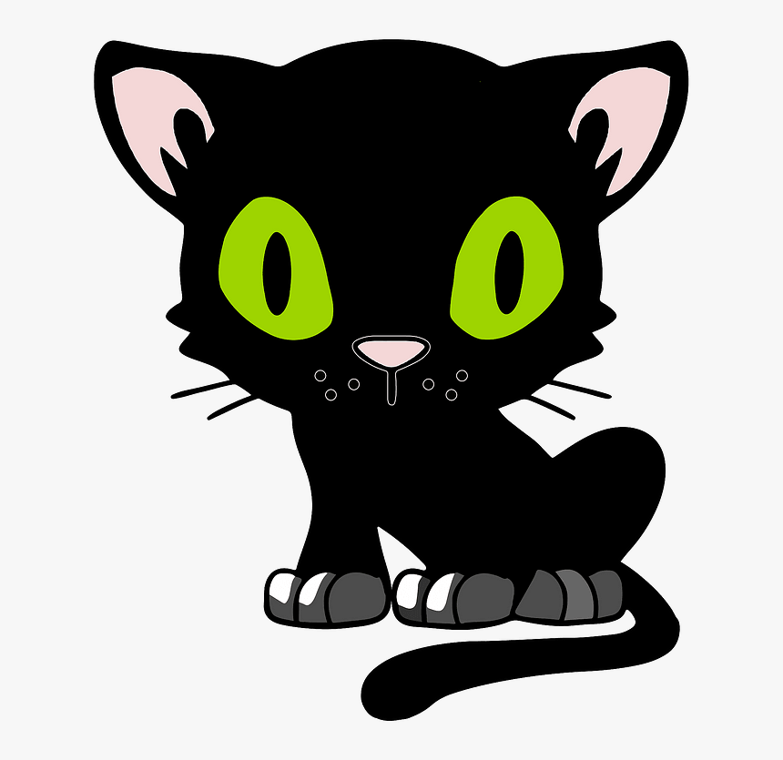Cartoon Black Cat Clipart - Cat, HD Png Download, Free Download
