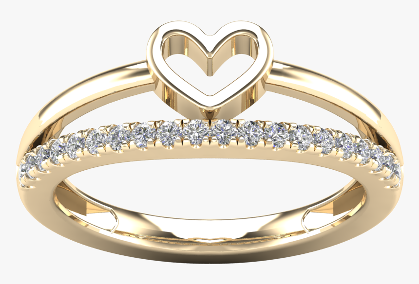 24 Ct Heart Two Lines Ladies Ring In 14k Gold - Engagement Ring, HD Png Download, Free Download