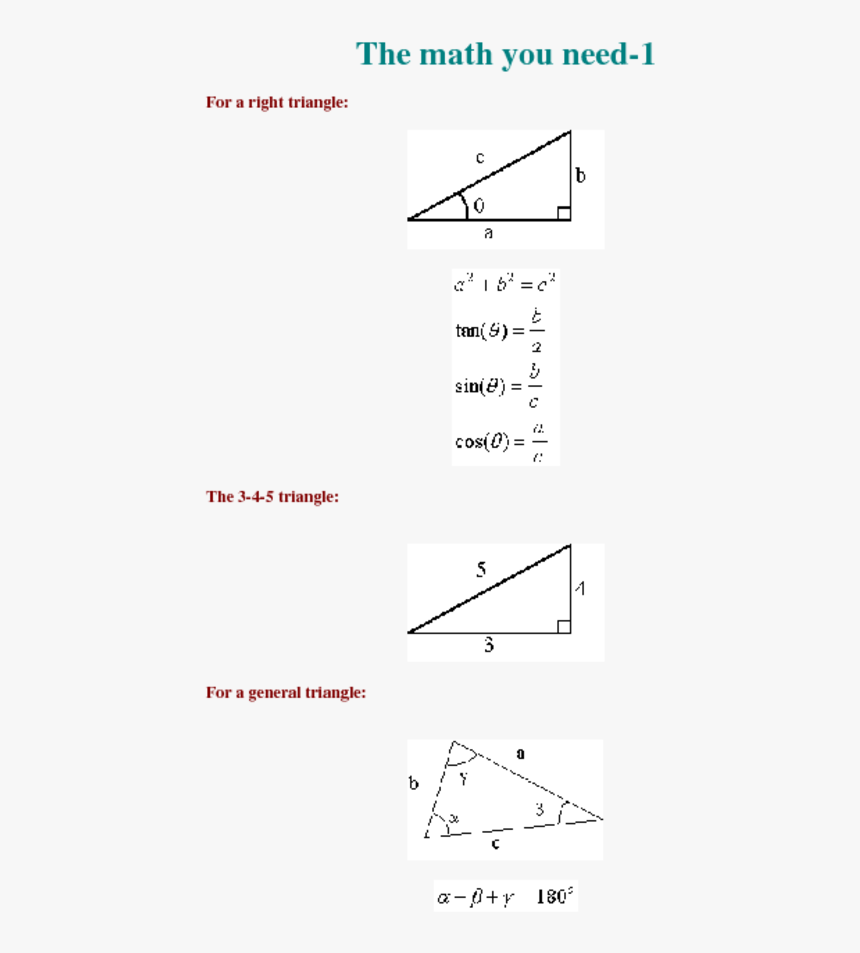 The Math You Need 1for A Right Triangle - Arizona Department Of Health Services, HD Png Download, Free Download