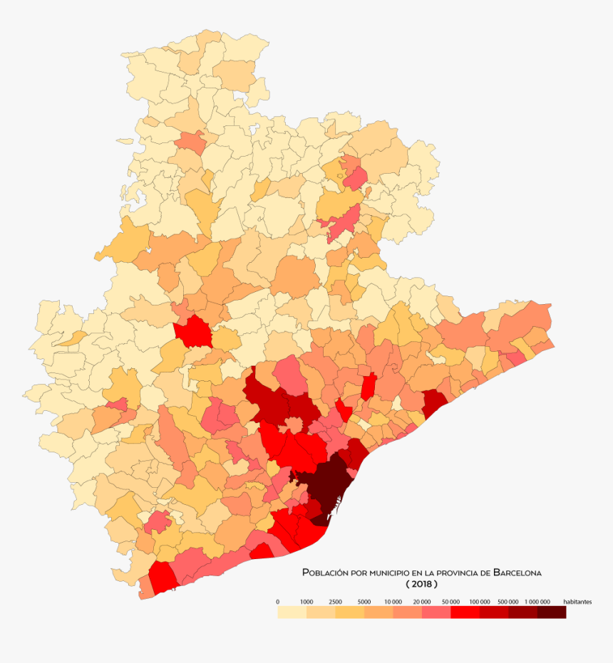 Barcelona Poblacion-2018 - Densidad De Poblacion Barcelona, HD Png Download, Free Download