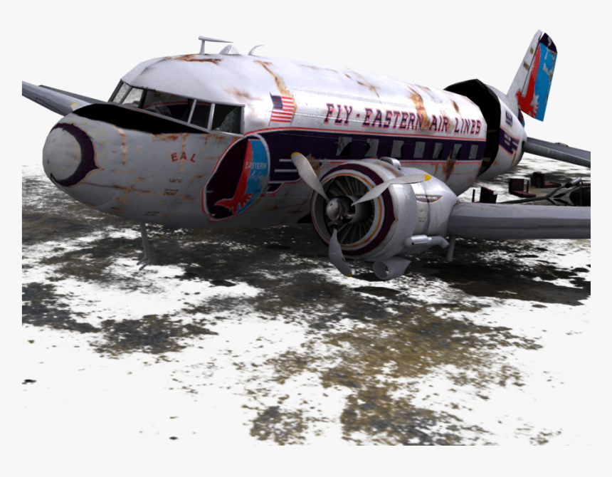 6 Dc 3 Plane Air Crash Royalty Free 3d Model - Plane Crash No Background, HD Png Download, Free Download