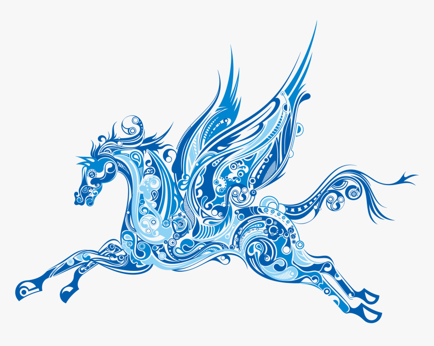 Horse Pegasus Silhouette Winged Unicorn - Zentangle Pegasus, HD Png Download, Free Download