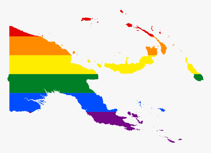 Lgbt Flag Map Of Papua New Guinea - Papua New Guinea Flag Map, HD Png Download, Free Download