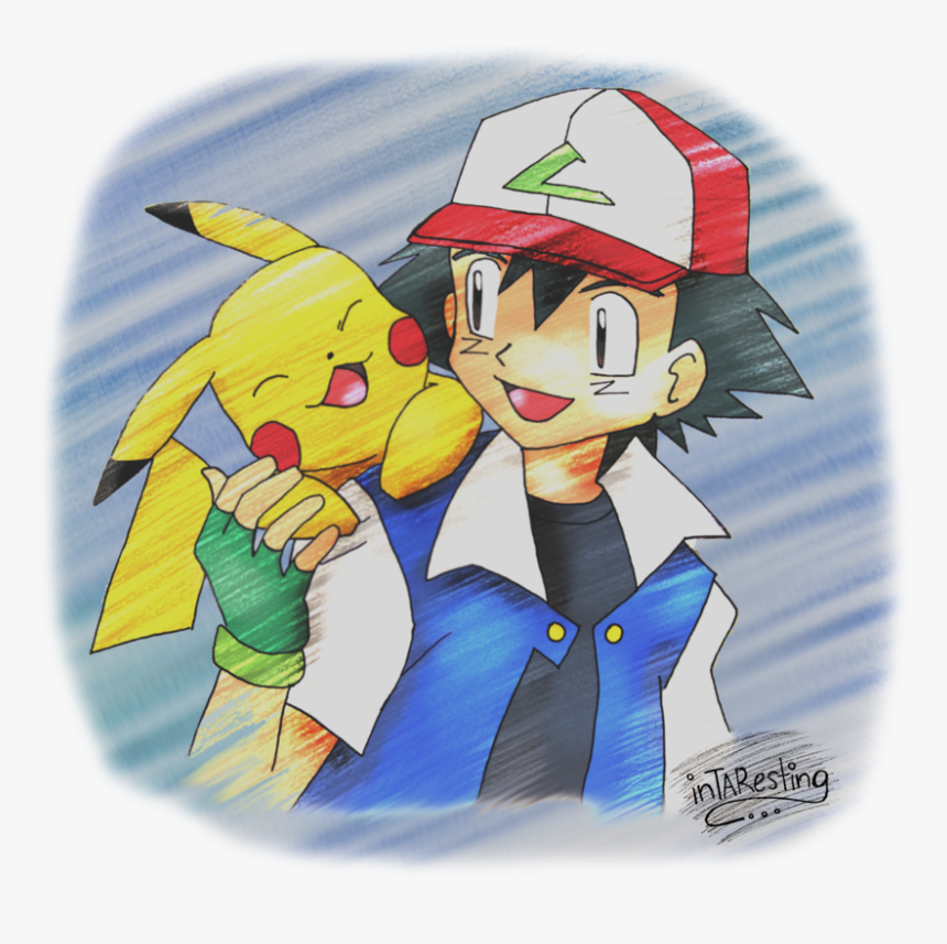 Pikachu With Ash Drawing, HD Png Download, Free Download