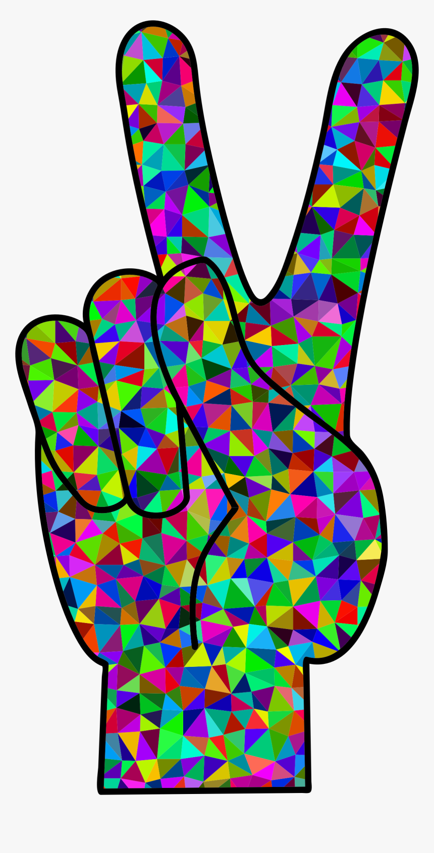 Prismatic Low Poly Peace Clip Arts - Peace Sign Hand Colourful, HD Png Download, Free Download